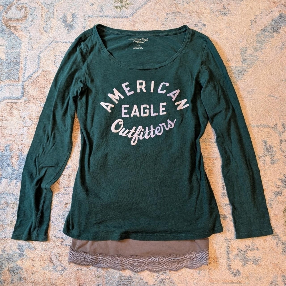 American Eagle Outfitters Green Long Sleeve Top